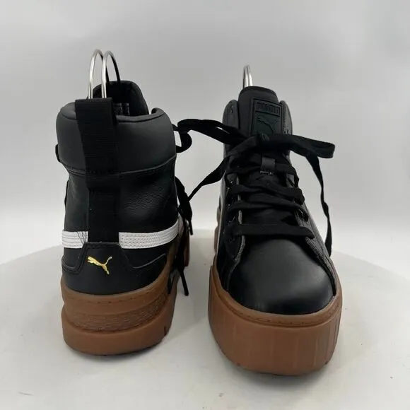 PUMA Mayze Womens Mid Platform Black Sneakers Casual Shoes Size 8.5