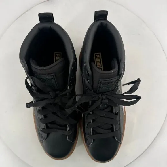 PUMA Mayze Womens Mid Platform Black Sneakers Casual Shoes Size 8.5