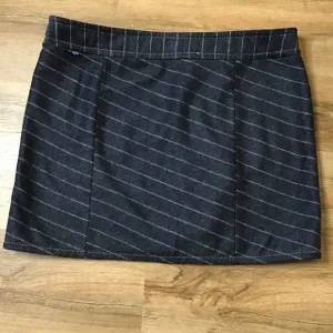 Purnell Skirt Size 12 Mini Wool Pin Stripe Navy Blue Y2K Preppy Zip Fall…