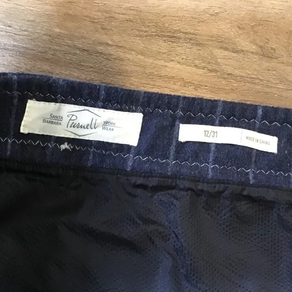 Purnell Skirt Size 12 Mini Wool Pin Stripe Navy Blue Y2K Preppy Zip Fall…