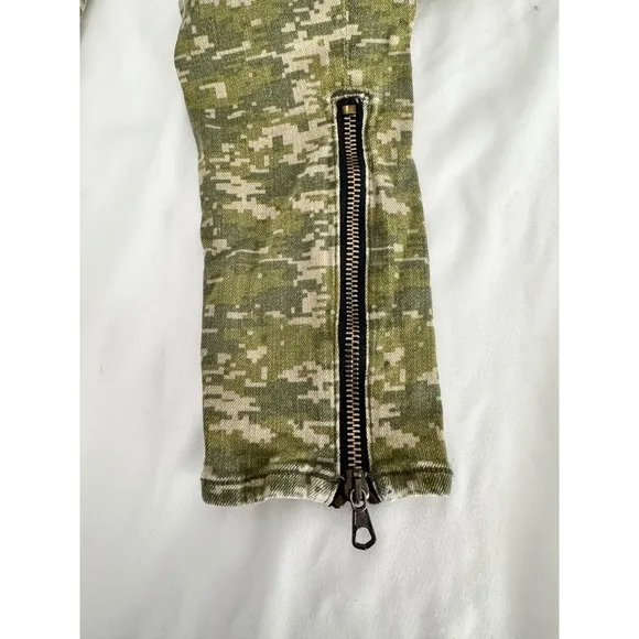 Rag &amp; Bone Camo Skinny Jeans Ankle Zip Moto Style Accents Size 24
