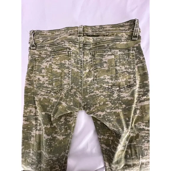 Rag &amp; Bone Camo Skinny Jeans Ankle Zip Moto Style Accents Size 24