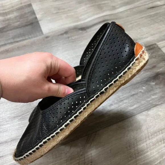 Rag &amp; Bone Georgia Espadrilles Leather Flat Shoes Black Women’s Size 36.5