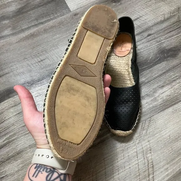 Rag &amp; Bone Georgia Espadrilles Leather Flat Shoes Black Women’s Size 36.5