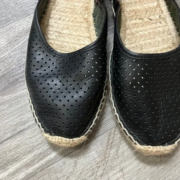 Rag &amp; Bone Georgia Espadrilles Leather Flat Shoes Black Women’s Size 36.5