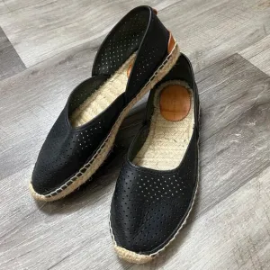 Rag &amp; Bone Georgia Espadrilles Leather Flat Shoes Black Women’s Size 36.5