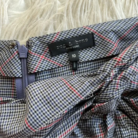 Rag &amp; Bone Grey Plaid Midi Skirt