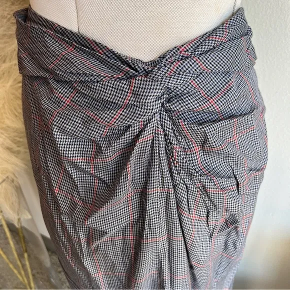 Rag &amp; Bone Grey Plaid Midi Skirt