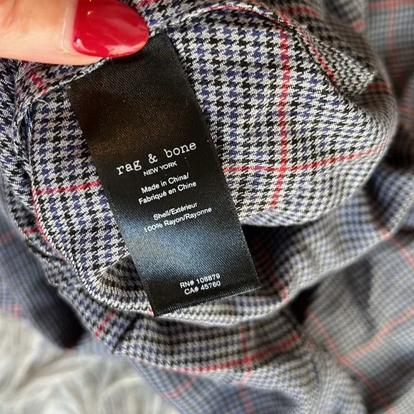 Rag &amp; Bone Grey Plaid Midi Skirt