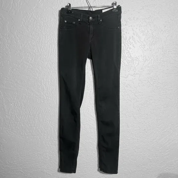 Rag &amp; Bone The Legging Jean Black Plush Skinny Stretch Luxe Denim size 26