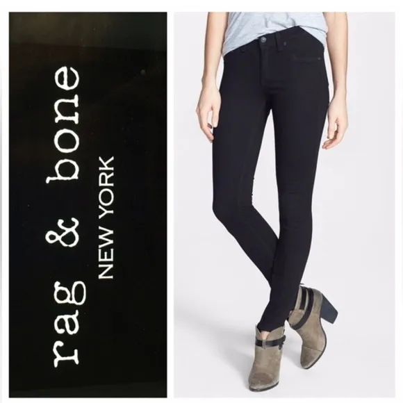 Rag &amp; Bone The Legging Jean Black Plush Skinny Stretch Luxe Denim size 26