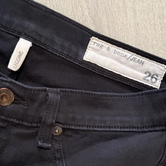 Rag &amp; Bone The Legging Jean Black Plush Skinny Stretch Luxe Denim size 26