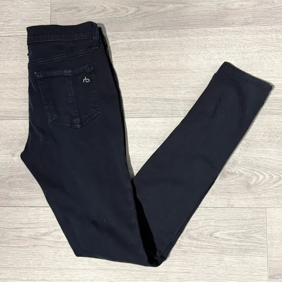 Rag &amp; Bone The Legging Jean Black Plush Skinny Stretch Luxe Denim size 26