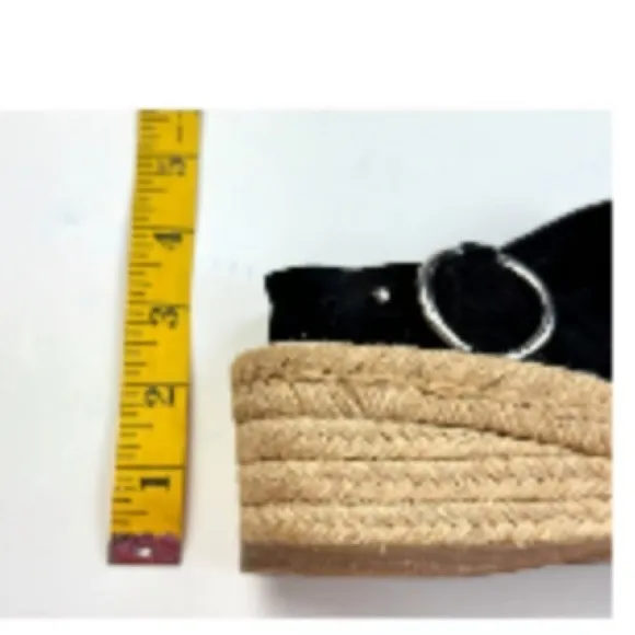rag &amp; bone Calla Black Suede Wedge Espadrille Black Sandals Size EU 39 US 8