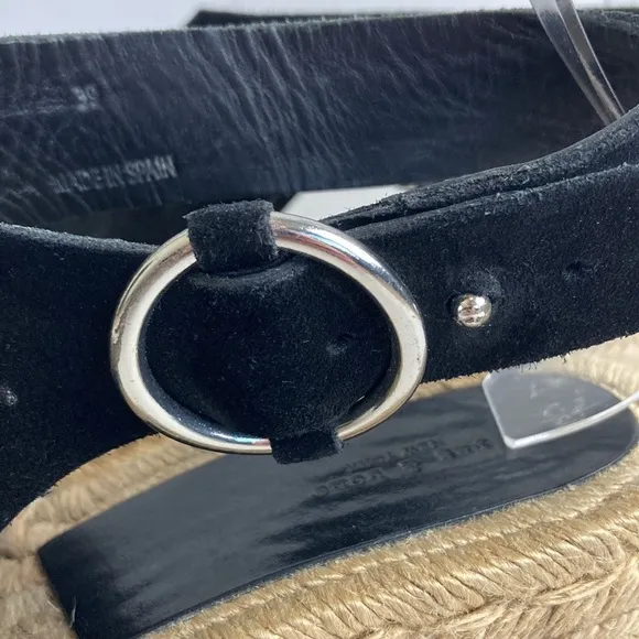 rag &amp; bone Calla Black Suede Wedge Espadrille Black Sandals Size EU 39 US 8