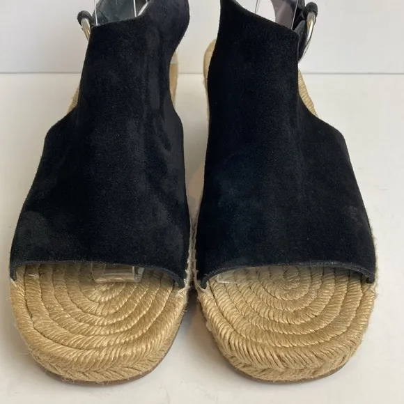 rag &amp; bone Calla Black Suede Wedge Espadrille Black Sandals Size EU 39 US 8