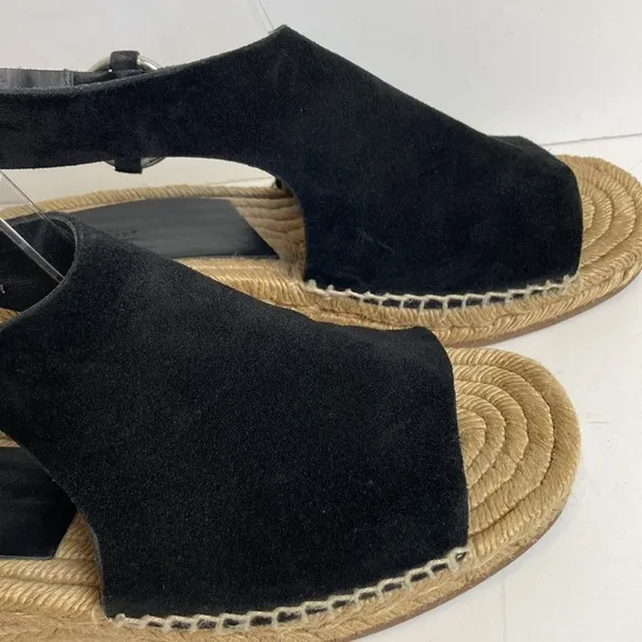 rag &amp; bone Calla Black Suede Wedge Espadrille Black Sandals Size EU 39 US 8