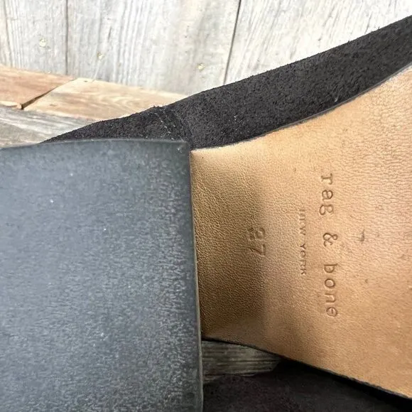 Rag &amp; Bone Devon Chelsea Style Heeled Ankle Boot Black Suede Size EU 37, US 7M