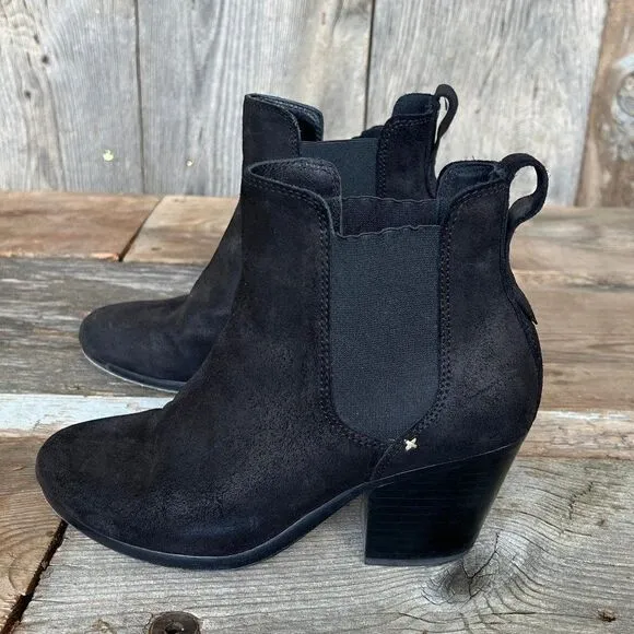 Rag &amp; Bone Devon Chelsea Style Heeled Ankle Boot Black Suede Size EU 37, US 7M