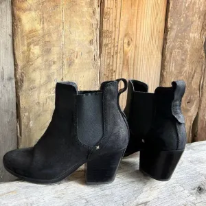 Rag &amp; Bone Devon Chelsea Style Heeled Ankle Boot Black Suede Size EU 37, US 7M