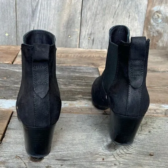 Rag &amp; Bone Devon Chelsea Style Heeled Ankle Boot Black Suede Size EU 37, US 7M