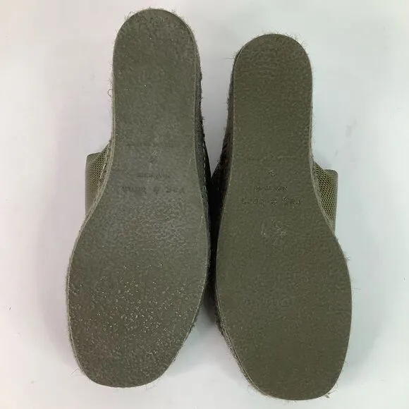 Rag &amp; Bone Viv Espadrille Safari Khaki Micro Croco Leather Mule Sandals Sz 8/38