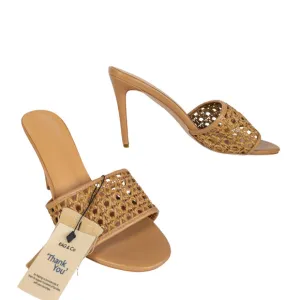 RAG &amp; CO Tease Woven Heeled Slide Sandals in Mocca Brown Open Toe Women's 10