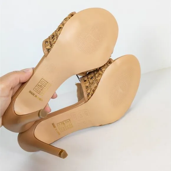 RAG &amp; CO Tease Woven Heeled Slide Sandals in Mocca Brown Open Toe Women's 10