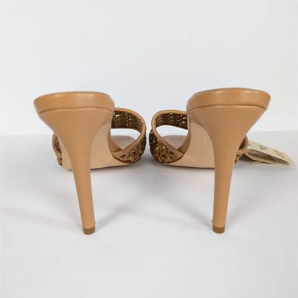 RAG &amp; CO Tease Woven Heeled Slide Sandals in Mocca Brown Open Toe Women's 10