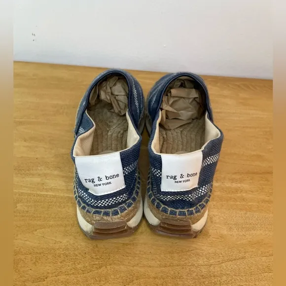 Rag and Bone Womens Denim and Stripes Espadrilles Euro 38.5