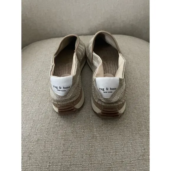 Rag&amp;Bone white stripes, beige espadrille S53, 8.5M