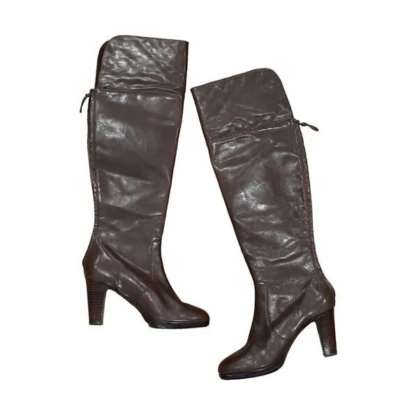 Ralph Lauren Brown Leather Over The Knee‎ Boots Size 9M