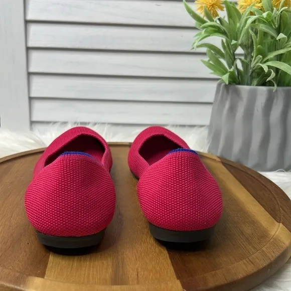 RARE Rothy’s The Flat Hot Pink Blue Round Toe Magenta Ballet Flats Retired -Sz 5