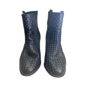 Rebecca Minkoff Women's Size 7.5 Black Studded Ankle Boots Block Heel Booties
