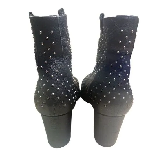 Rebecca Minkoff Women's Size 7.5 Black Studded Ankle Boots Block Heel Booties