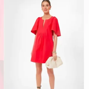 Red Finley Flutter Sleeve DressPOMANDER PLACE