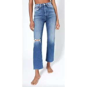 Re/Done Jeans Women 27 Blue High Rise 70s Stove Pipe Vintage Indigo Destroyed