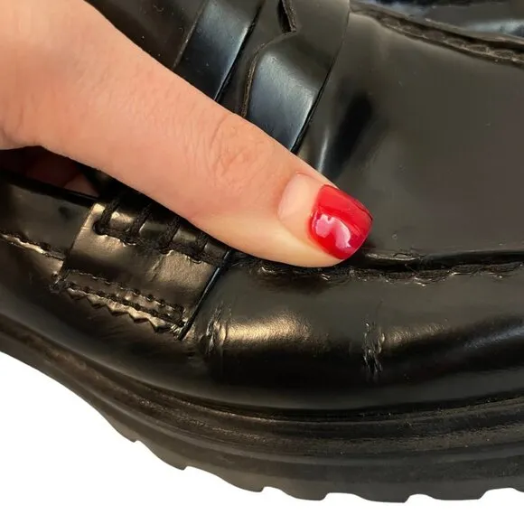 Reformation Agathea Leather Chunky Loafers Black Size 8.5