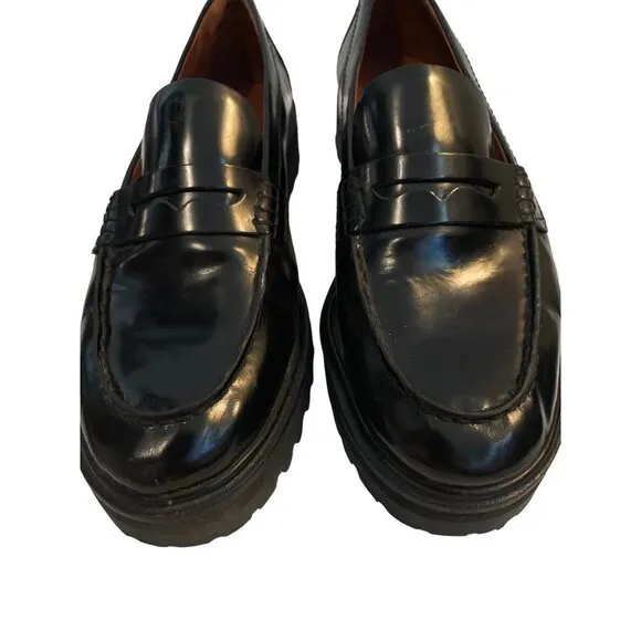 Reformation Agathea Leather Chunky Loafers Black Size 8.5