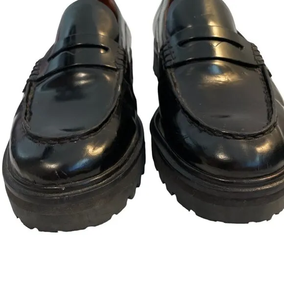 Reformation Agathea Leather Chunky Loafers Black Size 8.5
