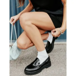 Reformation Agathea Leather Chunky Loafers Black Size 8.5