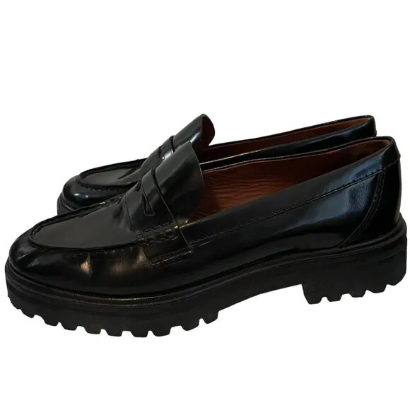 Reformation Agathea Leather Chunky Loafers Black Size 8.5