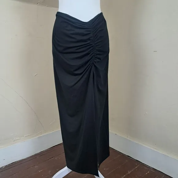 Reformation Black Stretch Midi Womens Skirt Size M