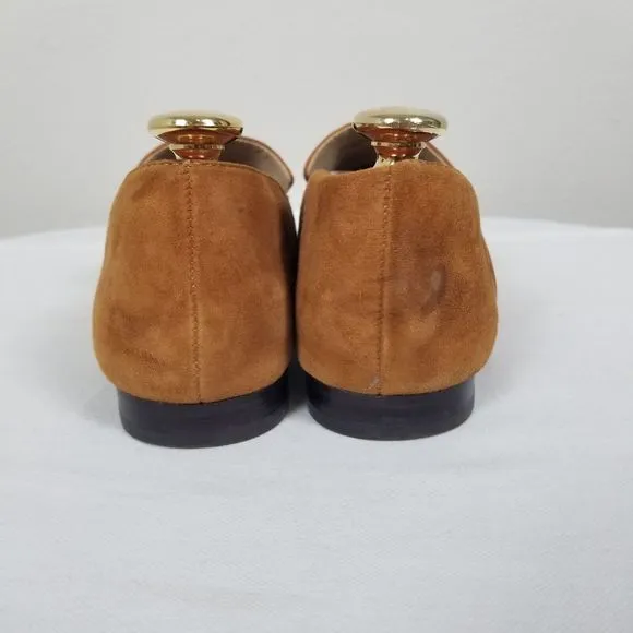 Reformation Brown Suede Quiet Luxury Minimalist Academia Bonnie Loafers Size 10