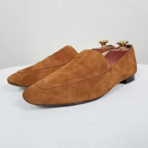 Reformation Brown Suede Quiet Luxury Minimalist Academia Bonnie Loafers Size 10