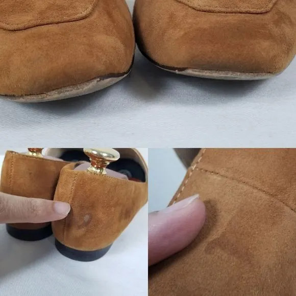 Reformation Brown Suede Quiet Luxury Minimalist Academia Bonnie Loafers Size 10