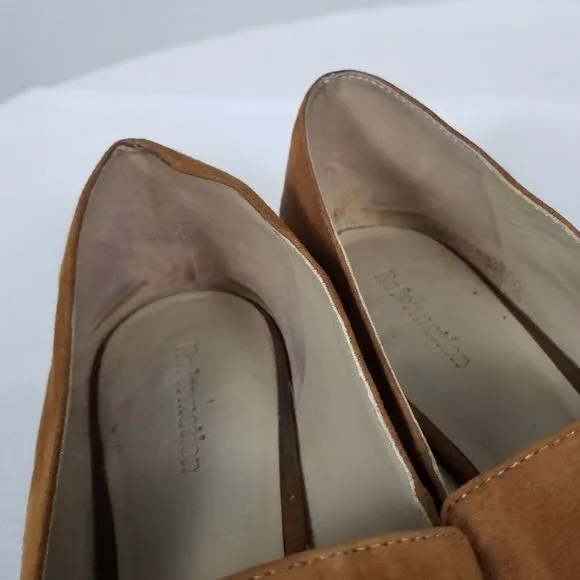 Reformation Brown Suede Quiet Luxury Minimalist Academia Bonnie Loafers Size 10