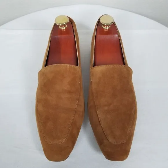 Reformation Brown Suede Quiet Luxury Minimalist Academia Bonnie Loafers Size 10