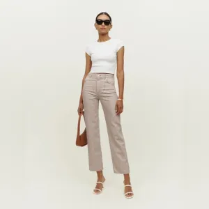Reformation Cowboy Striped High Rise Straight Jeans