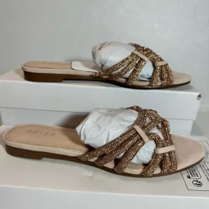 Reiss Eryn Suede Embellished Flat Nude Sandals casual classic stylish  chic